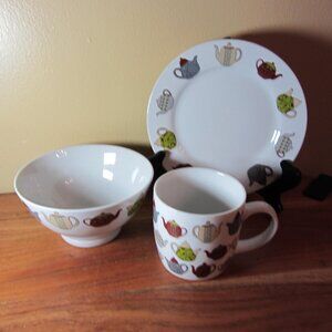 Danica teatime breakfast set 12 oz mug, plate & bowl discontinued (W5743)